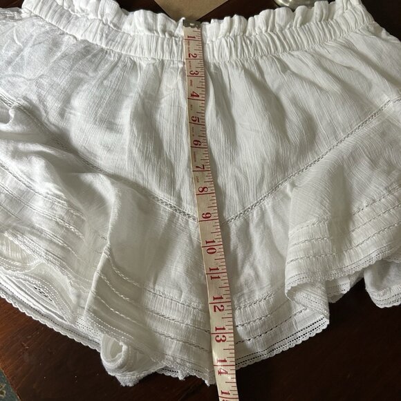 Aerie White Mini Gauze Skirt Shorts Lined Large New Fairy Boho Ruffle Y2K - Picture 9 of 9